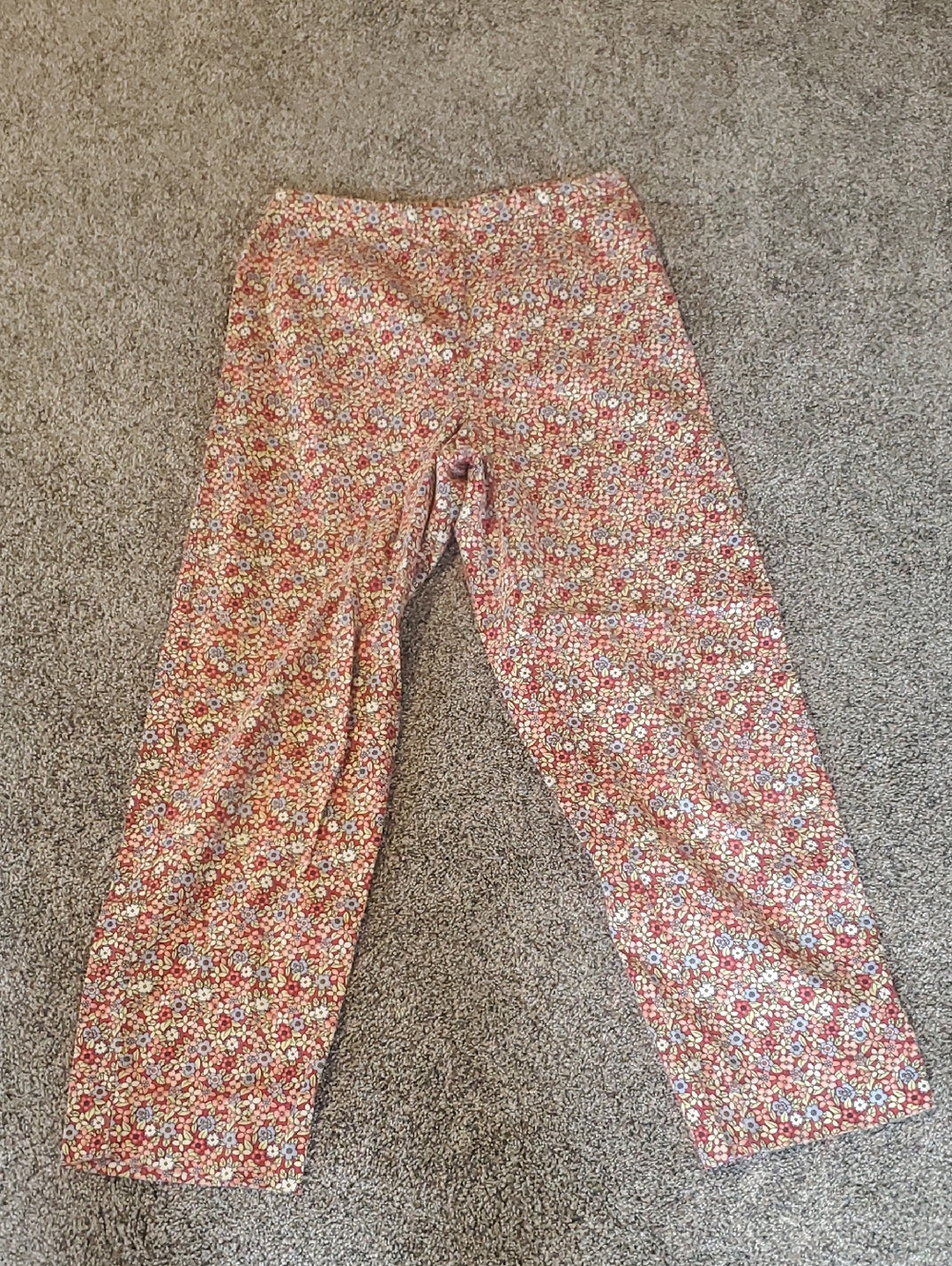 Coldwater Creek Red Floral Trim Cotton Pants